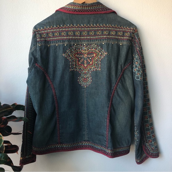 CHICO’S 100% Cotton Embroidered Boho Two Button Up Jacket - Picture 10 of 16